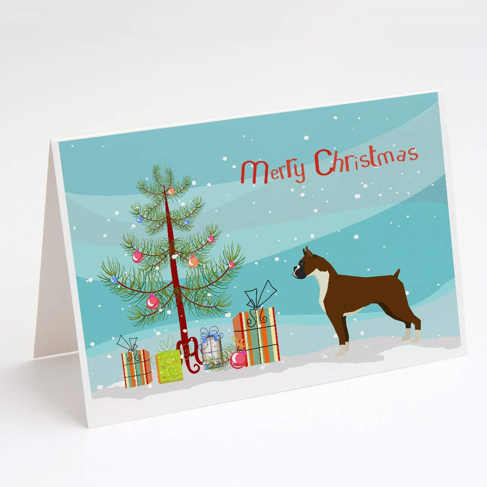 Boxer Dog Christmas Greeting Cards - Pack of 8 Blank A7 (5x7) Note Cards with Envelopes | Whimsical Holiday Cards for Pet Lovers | Perfect for Christmas Wishes, Gift Tags & Holiday Correspondence