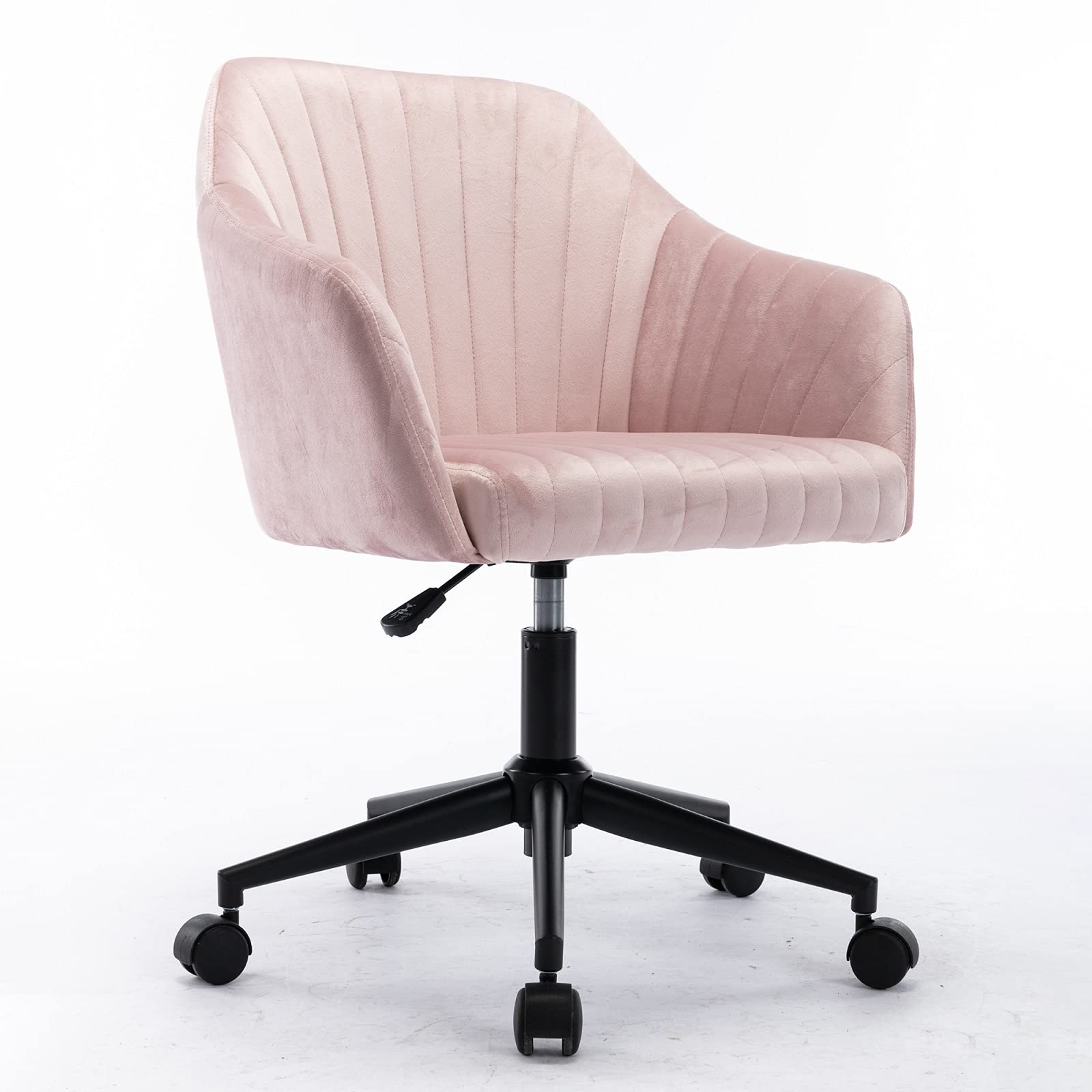 YYAO Velvet Adjustable Height Leisure Chair - Ergonomic Home Office Swivel Chair with Armrest & Lumbar Support (Pink) | Perfect for Living Room, Bedroom & Workspace Comfort