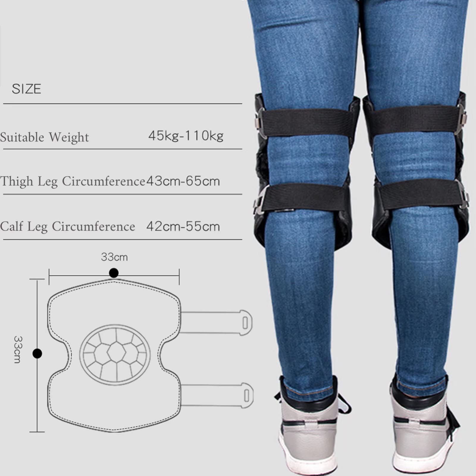 Leather Motorcycle Knee Pads for Men - Adjustable Windproof Warmers for Winter Riding