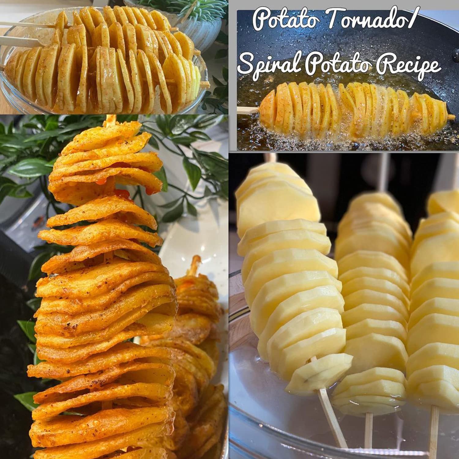 Tornado Potato Spiral Cutter - AIDOIT Manual Stainless Steel Potato Twister Slicer for Perfect Curly Fries | Kitchen Gadget for Snacks, Parties & Food Stalls
