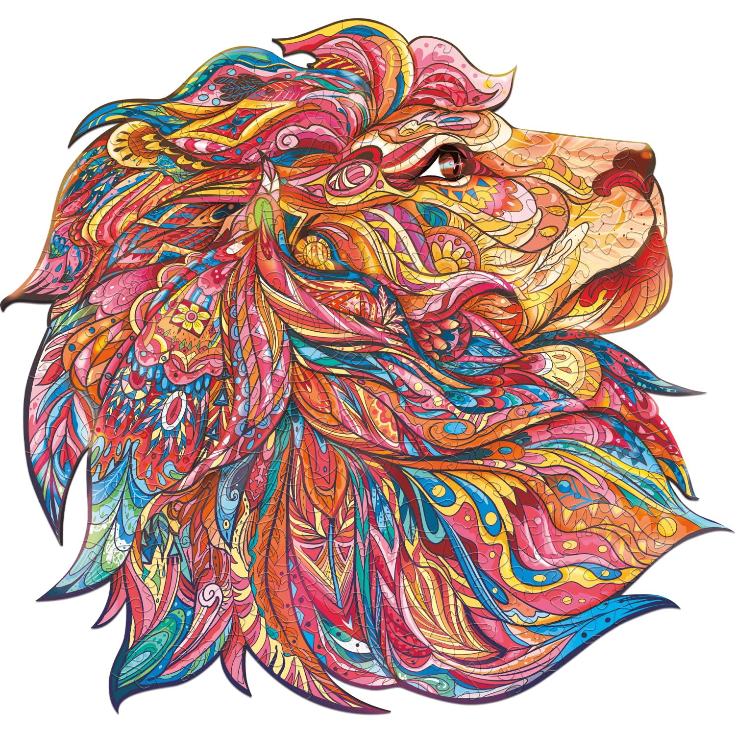 CLAORD 207pcs Lion King Wooden Puzzle for Adults - Version 2.0 Unique Animal Shaped Jigsaw Puzzle (12.2x11.5 Inches, 12 Large Pieces) - Perfect for Family Game Night, Stress Relief & Home Decor