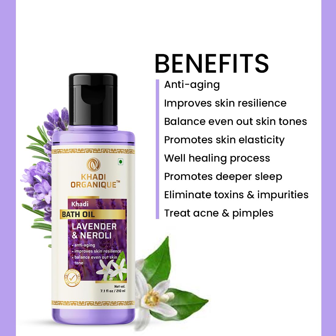 Khadi Organique Lavender & Neroli Bath Oil with Rose & Honey Body Wash Set - Organic Body Care Combo for Relaxing Bath & Moisturizing Skin Care - Perfect for Spa Nights & Self-Care Rituals
