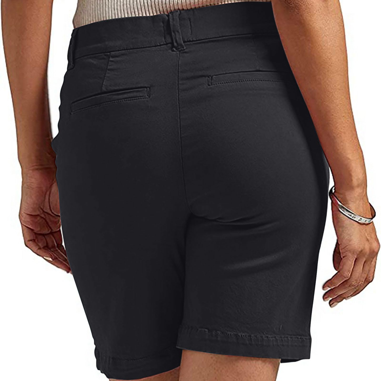 Y2K Stretchy Women's High Waisted Bermuda Shorts - Summer Casual Wear