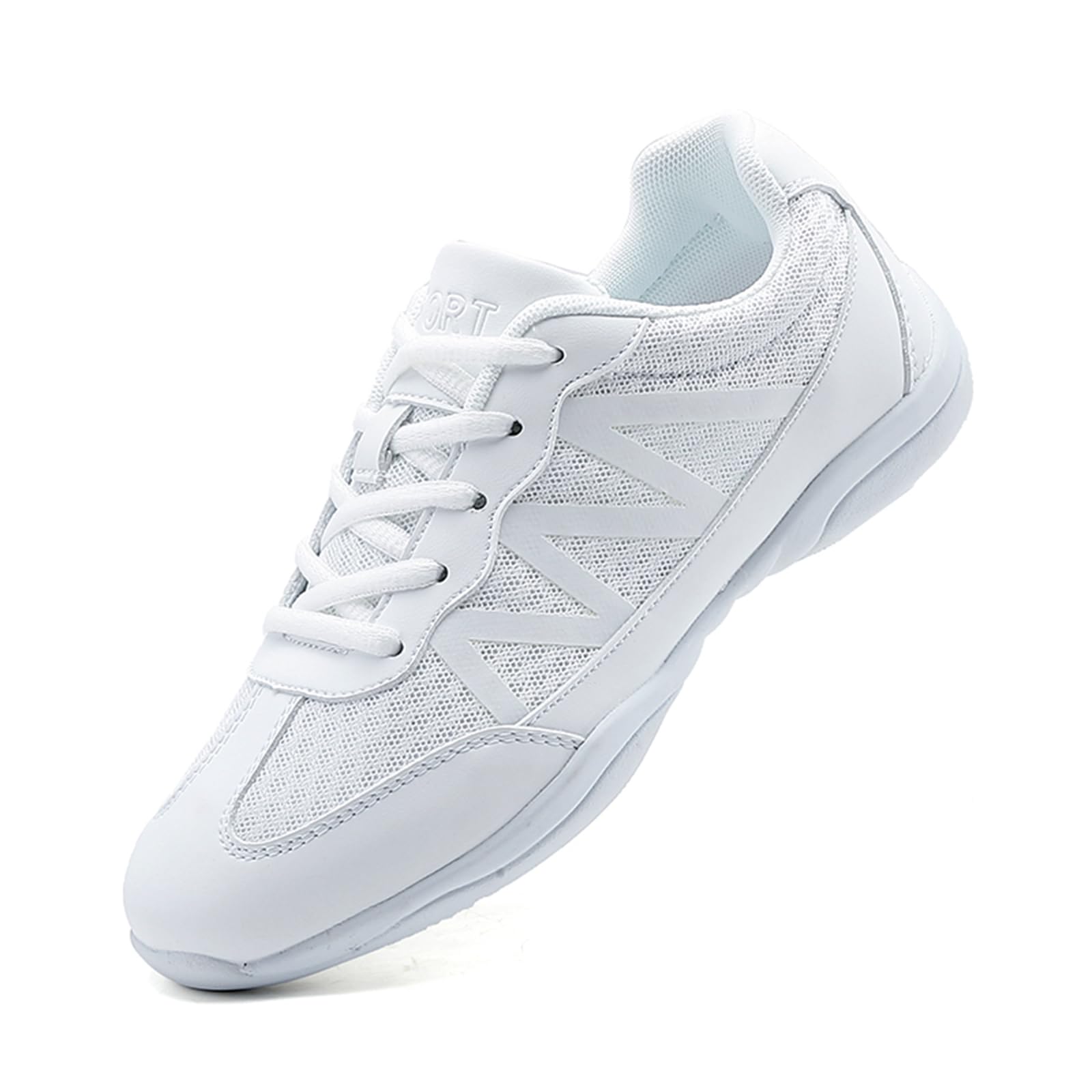 SECHRITE Girls White Cheerleading Shoes - Women's Dance Sneakers for Cheer, Athletic Training, Tennis & Competition - Lightweight Breathable Walking Shoes for Performance & Practice