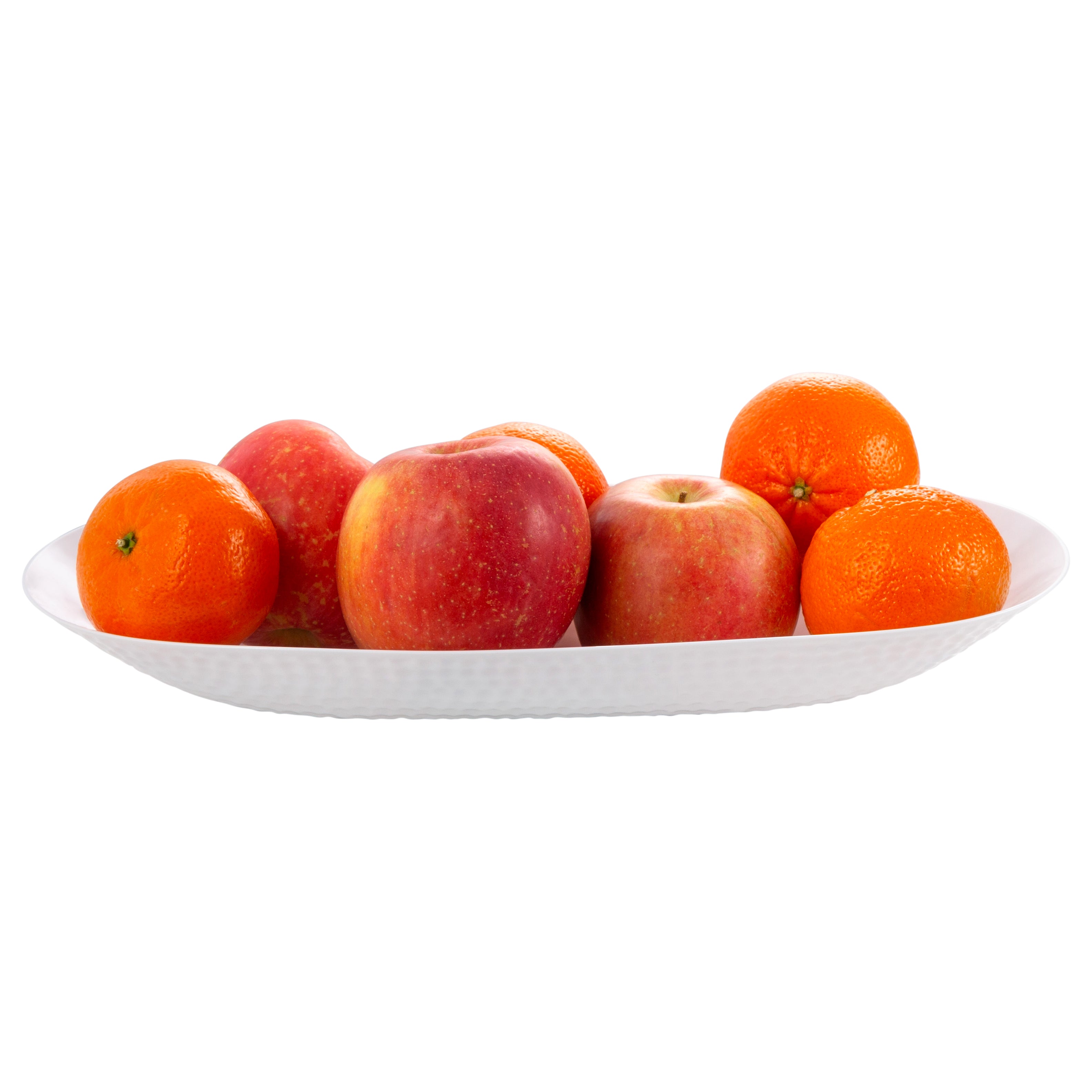 White Plastic Oval Pebbled Serving Dish Set of 2 - Elegant Appetizer Plates for Parties, Weddings & Home Entertaining
