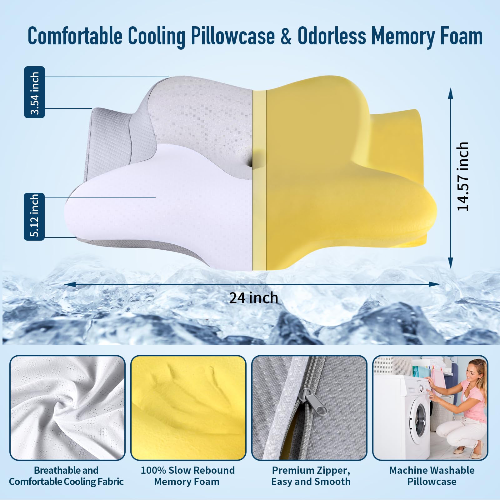 **Orthopedic Cervical Pillow for Neck Pain Relief - Cooling Memory Foam Pillow for Side, Back & Stomach Sleepers - Ergonomic Support for Better Sleep & Posture - Perfect for Home, Office & Travel Use**