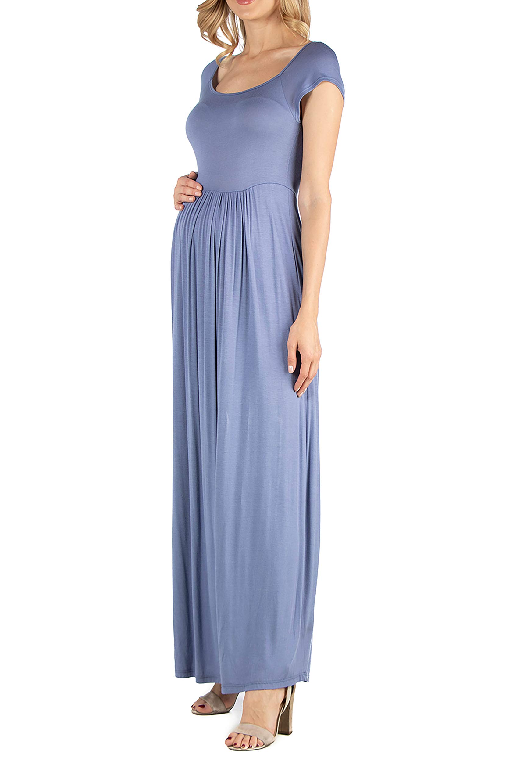 24seven Comfort Apparel Women's Maternity Short Sleeve Loose Fit Casual Maxi Dress - Made in USA - Size Small to 3X - Perfect for Pregnancy, Nursing & Everyday Wear