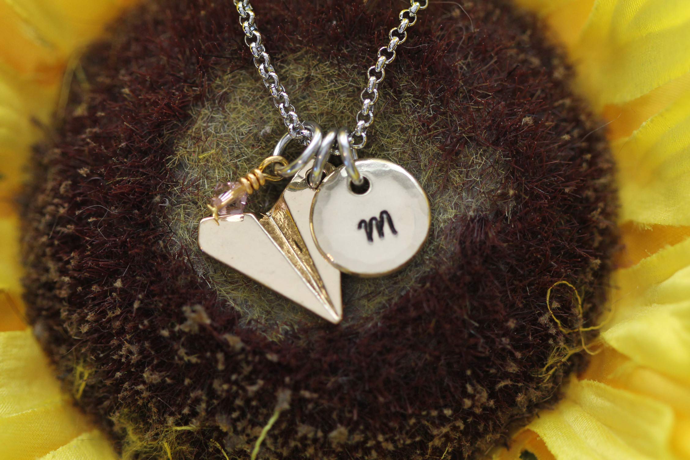 Personalized Gold Paper Plane Necklace - Custom Initial Airplane Jewelry for Pilots, Flight Attendants & Travel Lovers - Unique Origami Plane Charm Gift for Aviation Enthusiasts - Perfect for Birthdays, Anniversaries & Travel-Themed Occasions