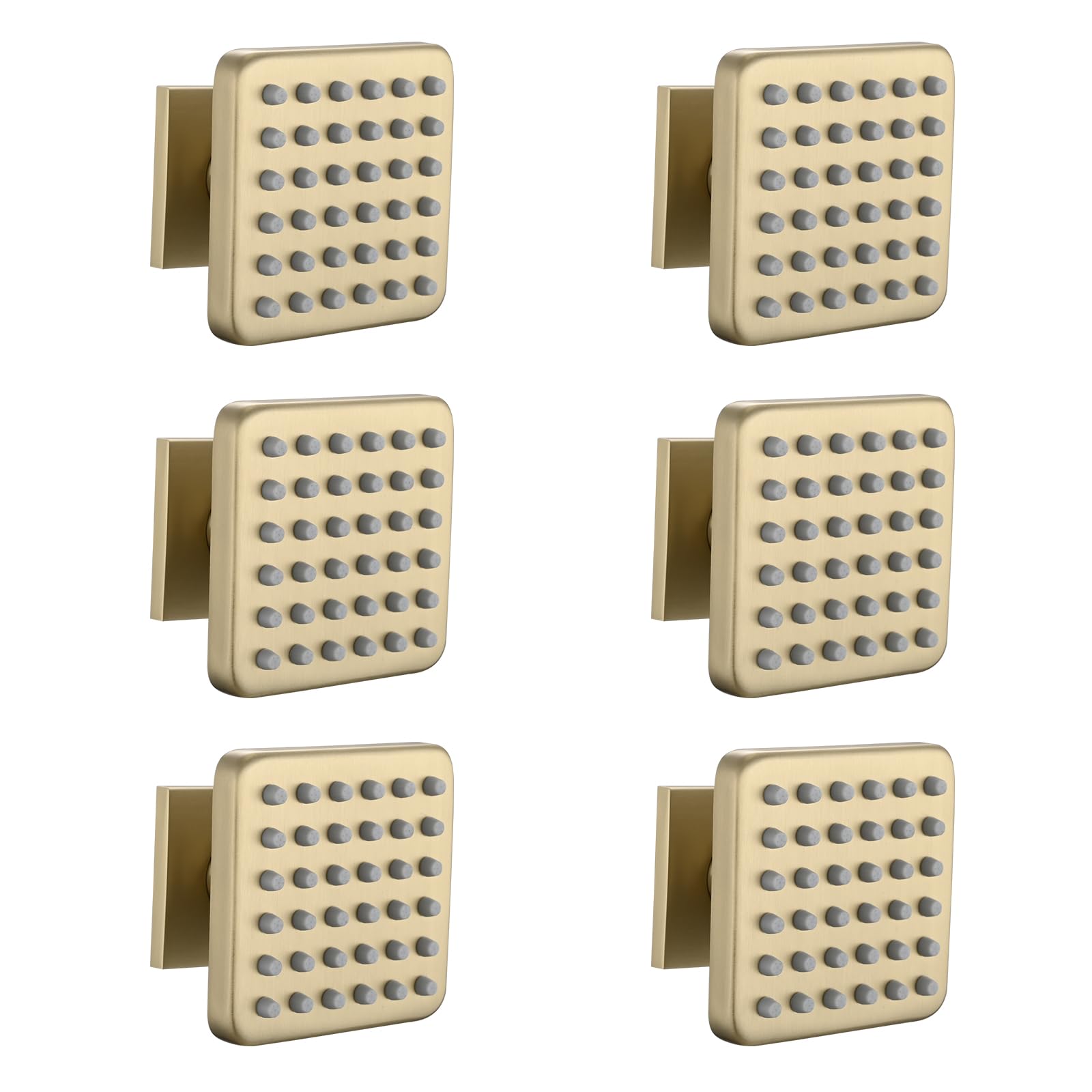 Premium Solid Brass Square Shower Body Spray Jets - High Pressure Wall Mount Shower Massage Jets (6PCS, Brushed Gold) for Luxury Bathroom & Spa Experience - Perfect for Relaxation & Hydrotherapy