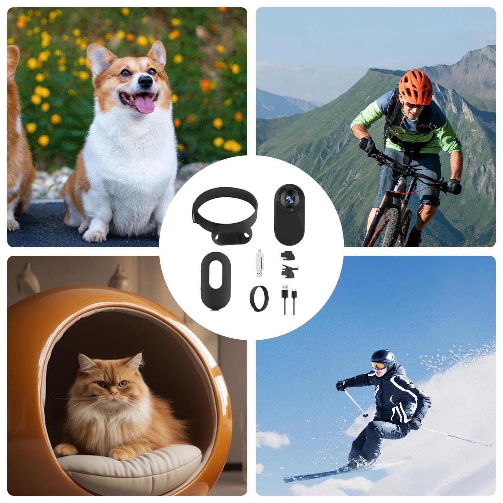 Body Action Camera for Cats - HD Outdoor Cat Collar Camera with Stable Video Capture | Portable Sports Camera for Pet Adventures | Perfect for Hiking, Hunting & Daily Pet Monitoring