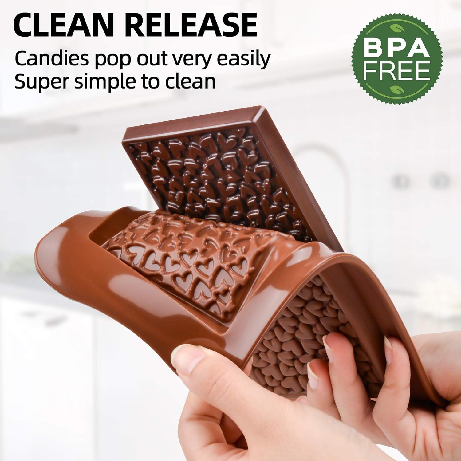 4 Pack Silicone Chocolate Molds - Food Grade, Break-Apart Heart, Cadbury, Bubble & Fragment Shapes - Non-Stick Candy, Protein & Energy Bar Molds for Baking, DIY Snacks & Party Treats