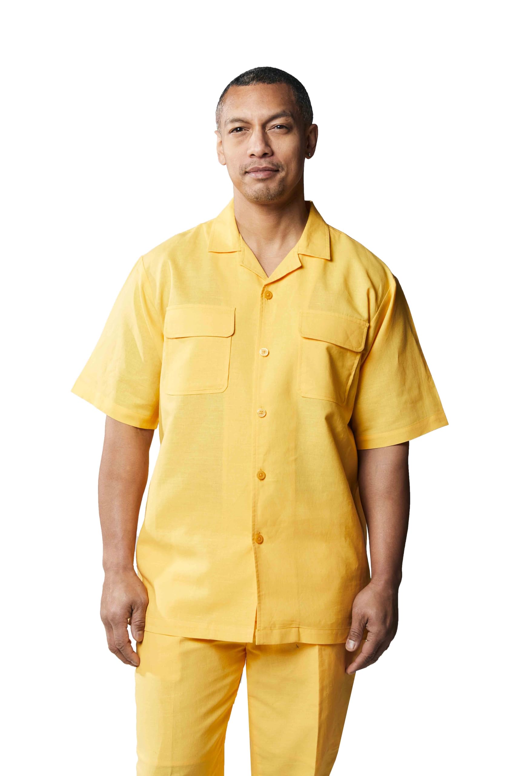STACY ADAMS Men's Linen Shirt & Pant Set - Breathable Summer Outfit for Casual Wear, Office & Vacation | Lightweight Comfortable Menswear