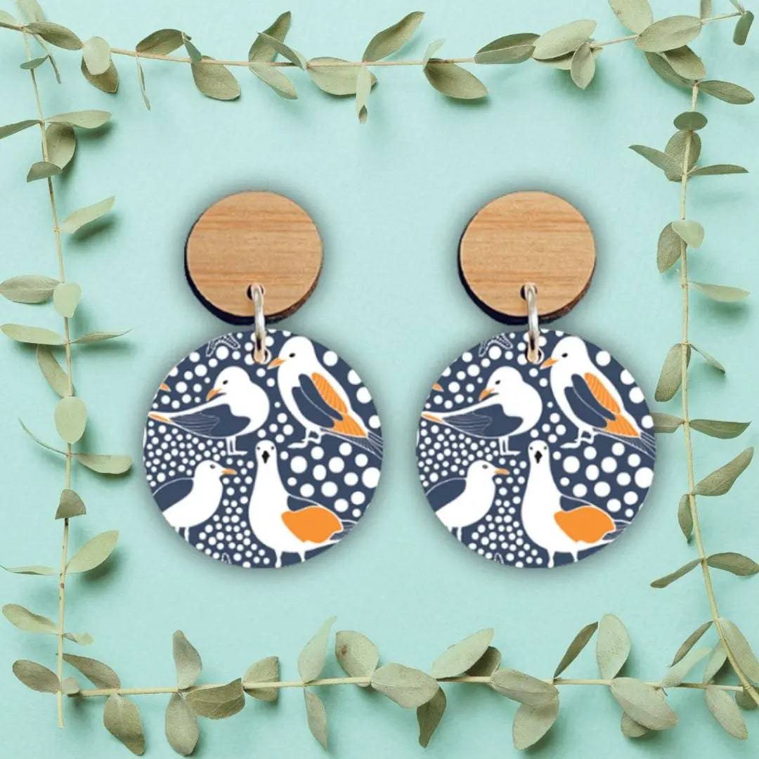 Handmade Australian Wooden Seagull Earrings - Unique Boho Beach Jewelry for Women - Perfect for Summer Vacations, Beach Parties & Coastal Fashion
