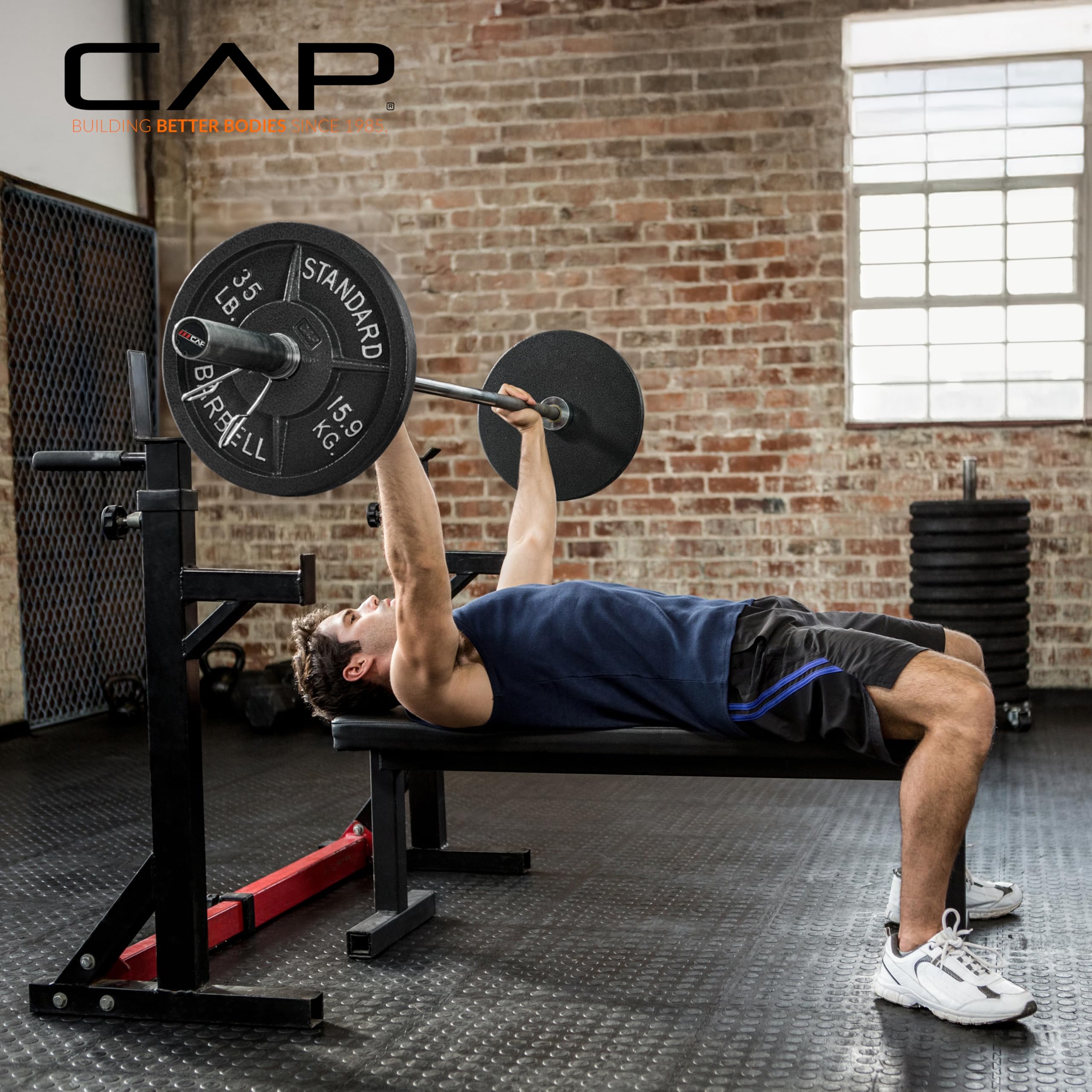 CAP Barbell Cast Iron Olympic Black Weight Plate - 2.5LB to 45LB Weight Set for Strength Training | Gym Equipment for Home & Commercial Use | Perfect for Weightlifting, CrossFit & Powerlifting Workouts