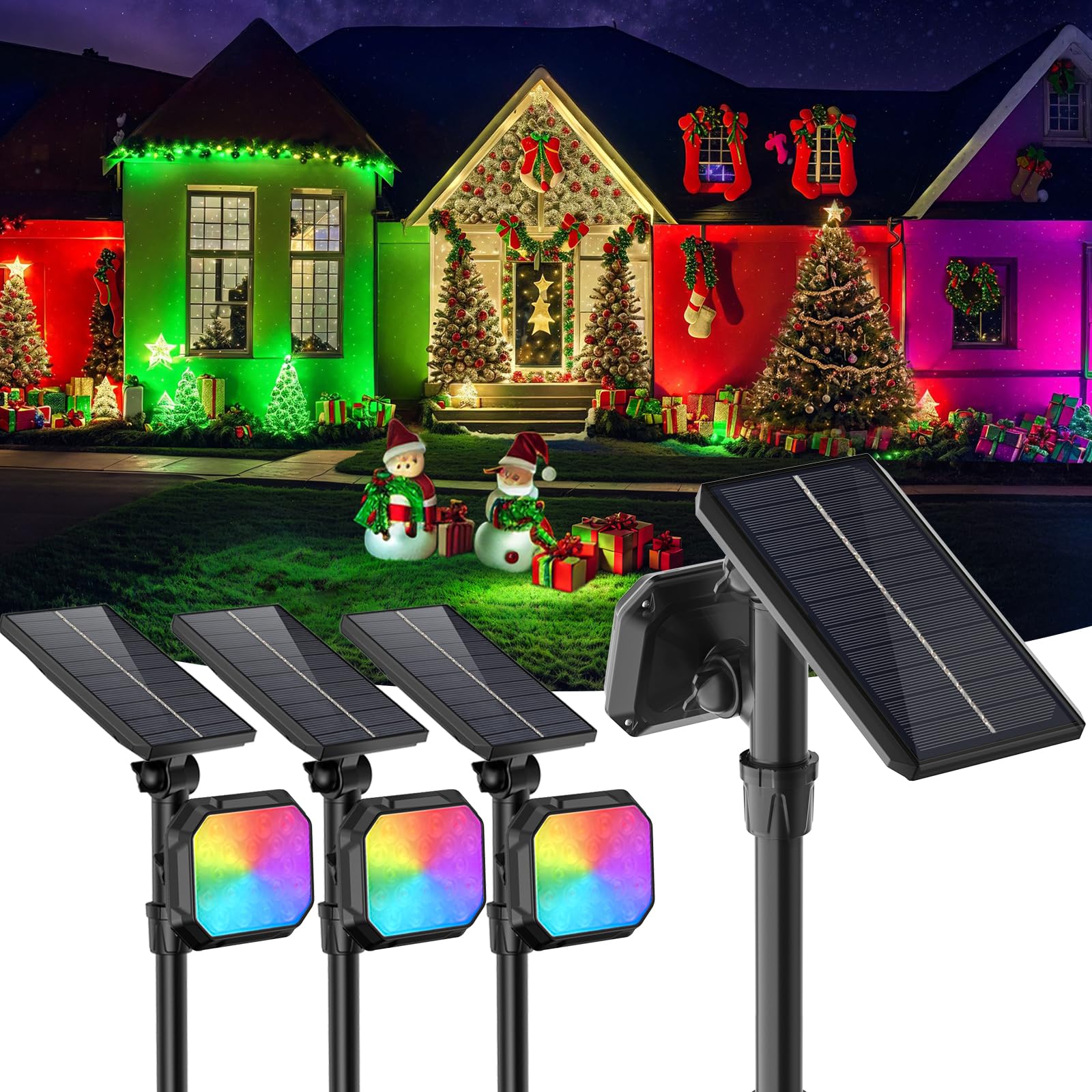 JSOT Solar Spot Lights - Waterproof Outdoor Solar Powered Landscape Lighting for Garden, Yard, Pathway | Energy-Efficient Green Light for Nighttime Safety & Ambience