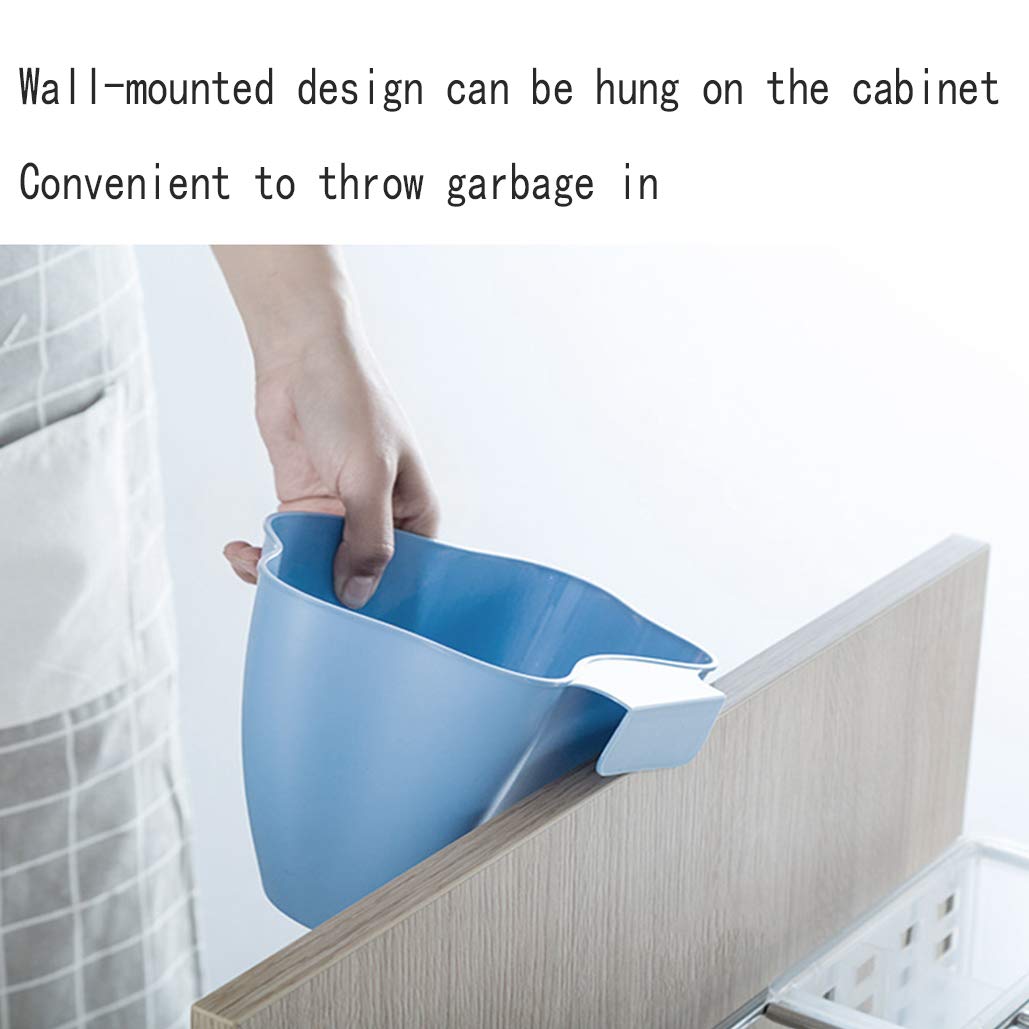 Space-Saving Hanging Trash Can for Kitchen - No Lid, Mounts on Cabinet Door - Compact Household Waste Bin (Blue) - Perfect for Small Kitchens, RVs & Under-Sink Storage