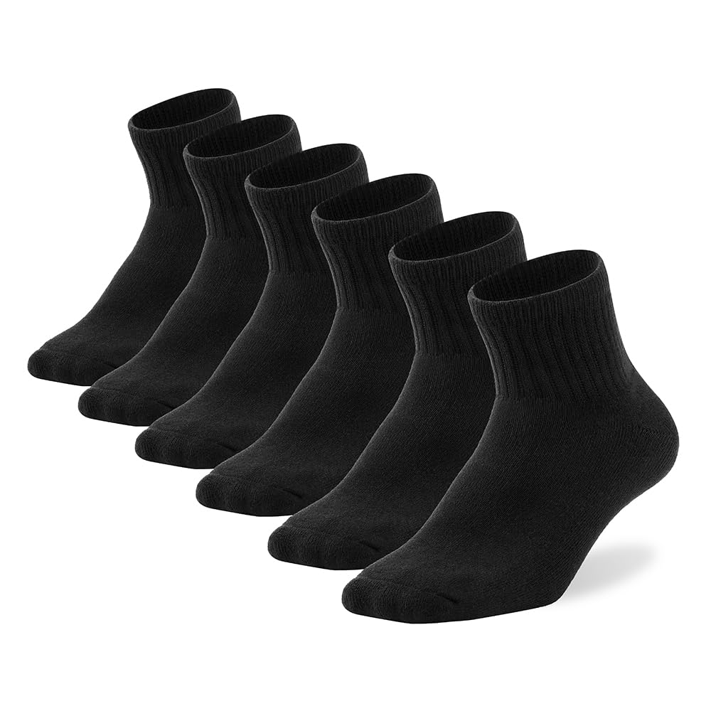 Women's Cushioned Cotton Ankle Socks 6-Pack - Anti-Blister Athletic Quarter Socks for Running & Workouts (Sizes 7-10 & 10-13) - Perfect for Gym, Yoga & Everyday Comfort