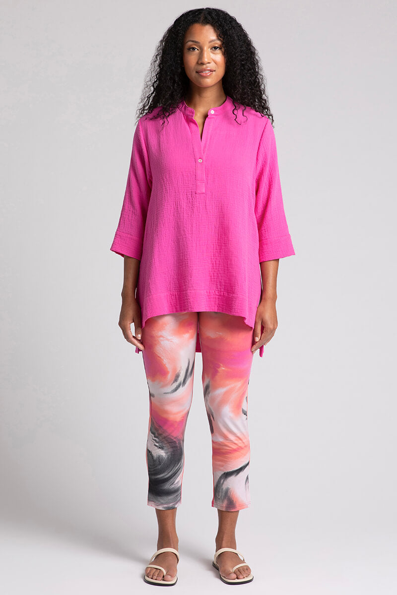 Breathable Cotton Gauze Overshirt for Women - Lightweight Summer Cover-Up with Peony Floral Print | Perfect for Beach, Vacation & Casual Outings