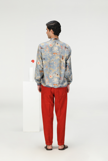 Raahi Men's Corduroy Pants in Red - Comfortable & Stylish Casual Wear for Everyday Outfits