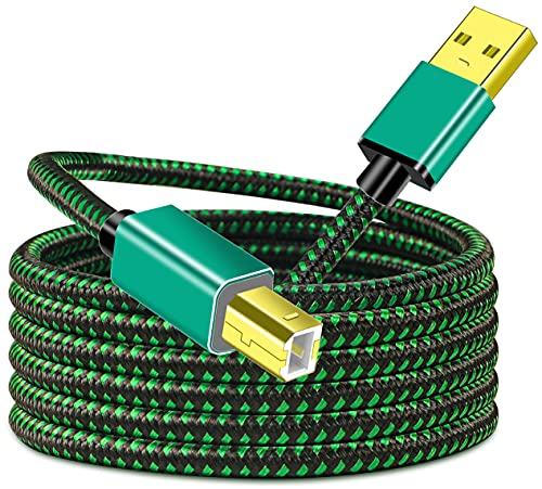 High-Speed USB 2.0 Printer Cable - A Male to B Male 25FT Scanner Cord for HP, Canon, Dell, Lexmark, Xerox Printers | Durable & Reliable Connectivity for Home Office & Business Printing Needs