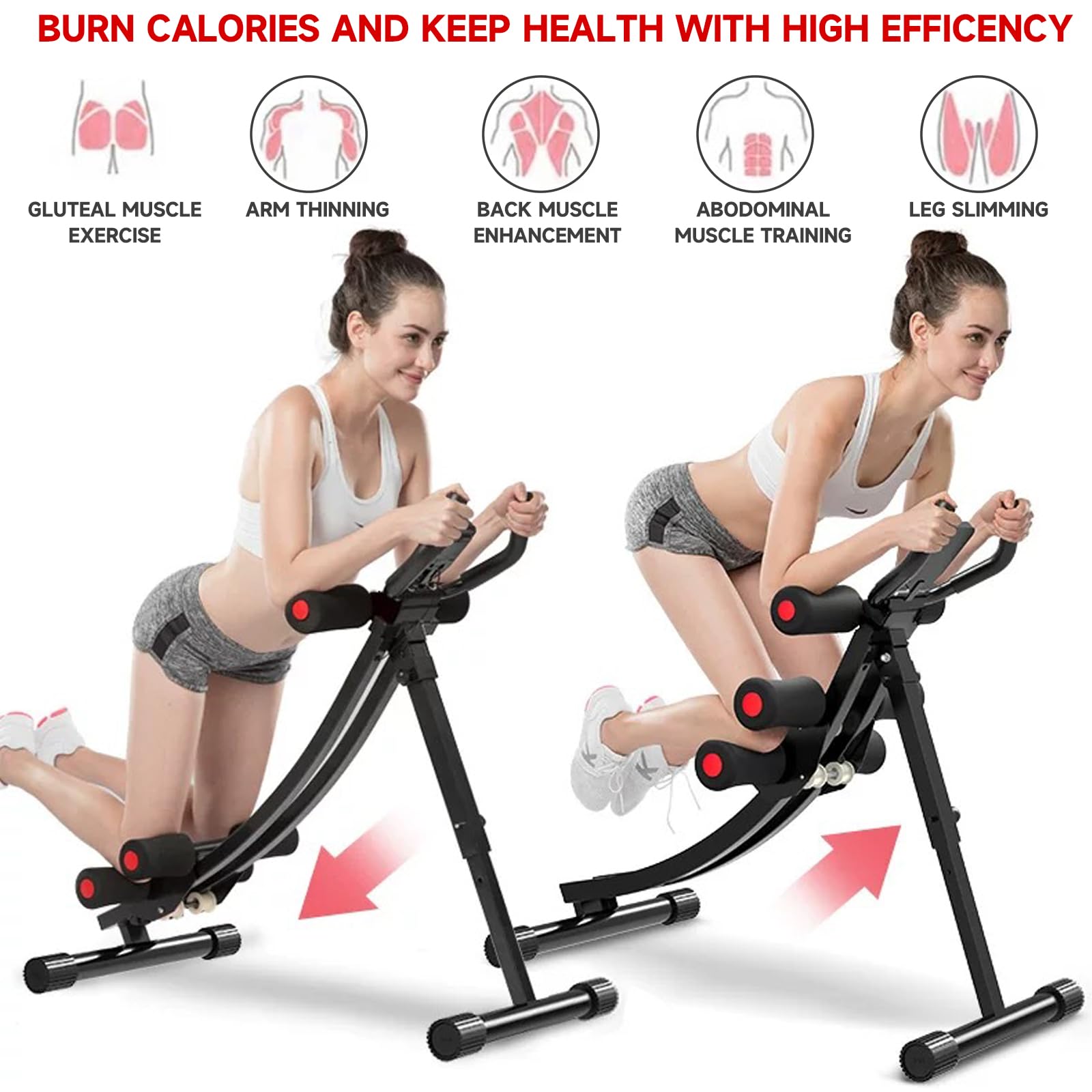 Women's Ab Machine - 308lbs Abdominal Compressor & Core Trainer with 4-Speed Adjustable Strength & LCD Display | Home Gym Equipment for Toning Abs, Waist Training & Full Body Workout | Perfect for Home Fitness, Office Exercise & Postpartum Recovery