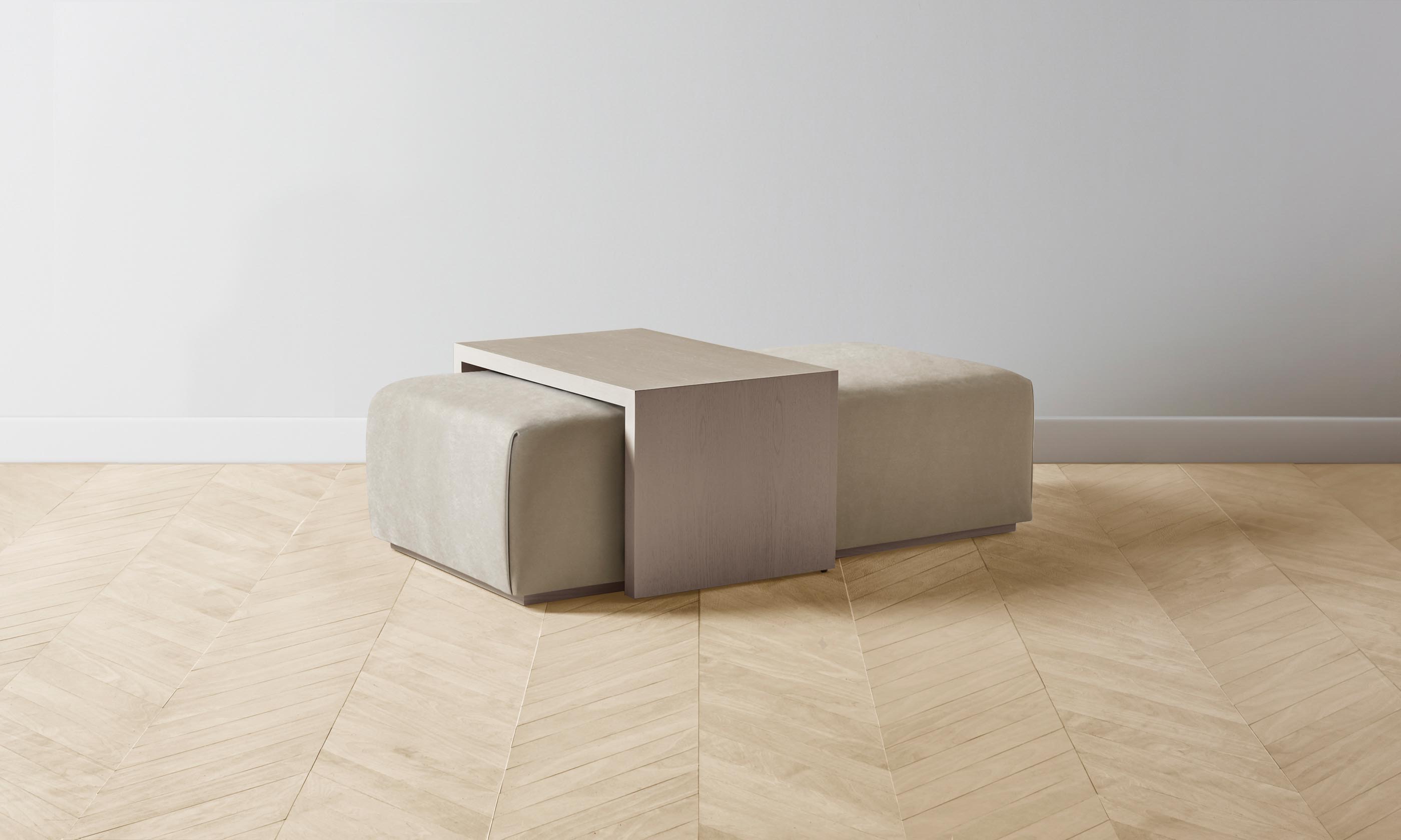 The Bowery Ottoman - Performance Velvet Taupe - Stylish & Durable Footstool for Living Room, Bedroom & Office - Perfect for Relaxing, Extra Seating & Home Decor