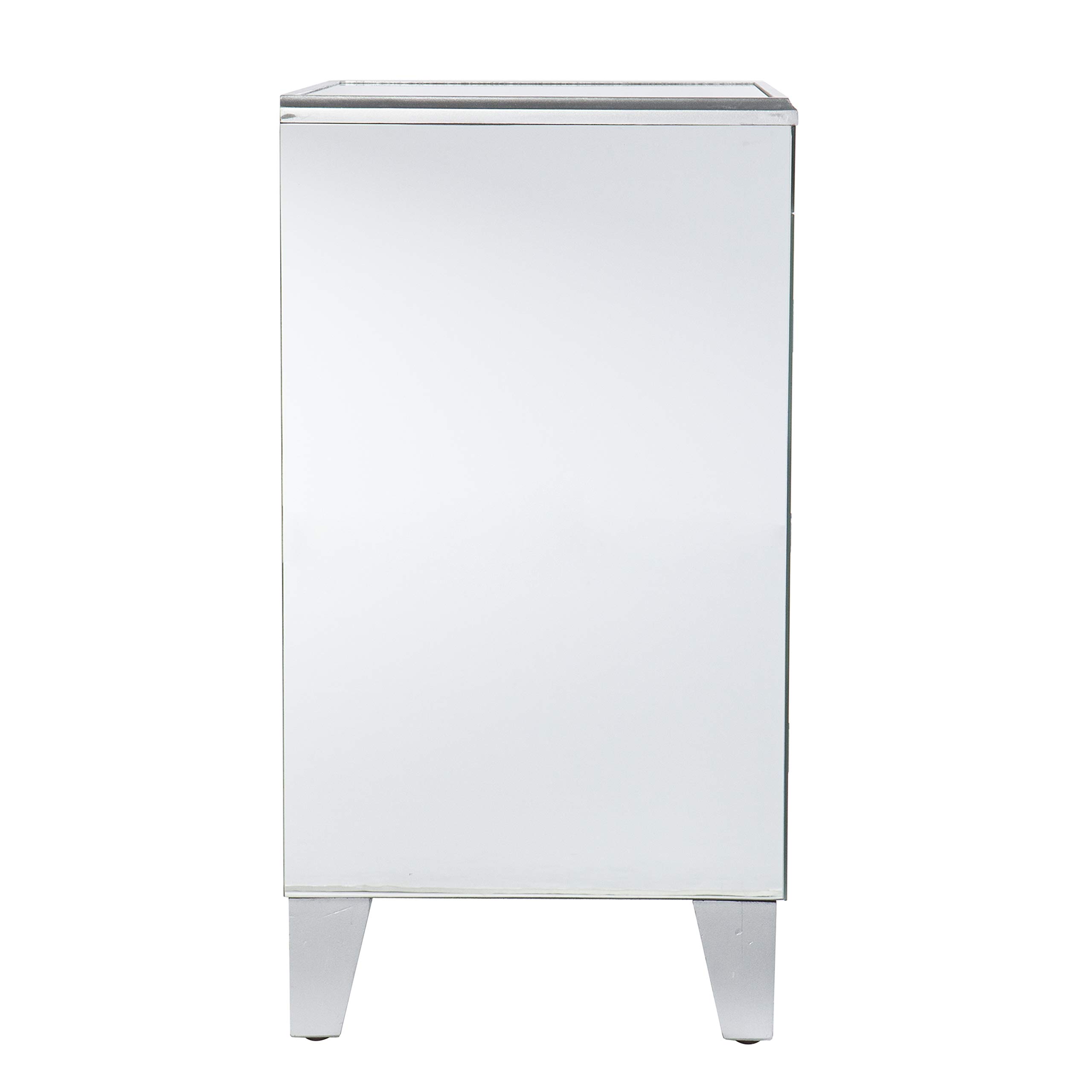 SEI Furniture Cresheim Silver Mirrored End Table with Drawers - Elegant Nightstand for Bedroom, Living Room, or Entryway Décor
