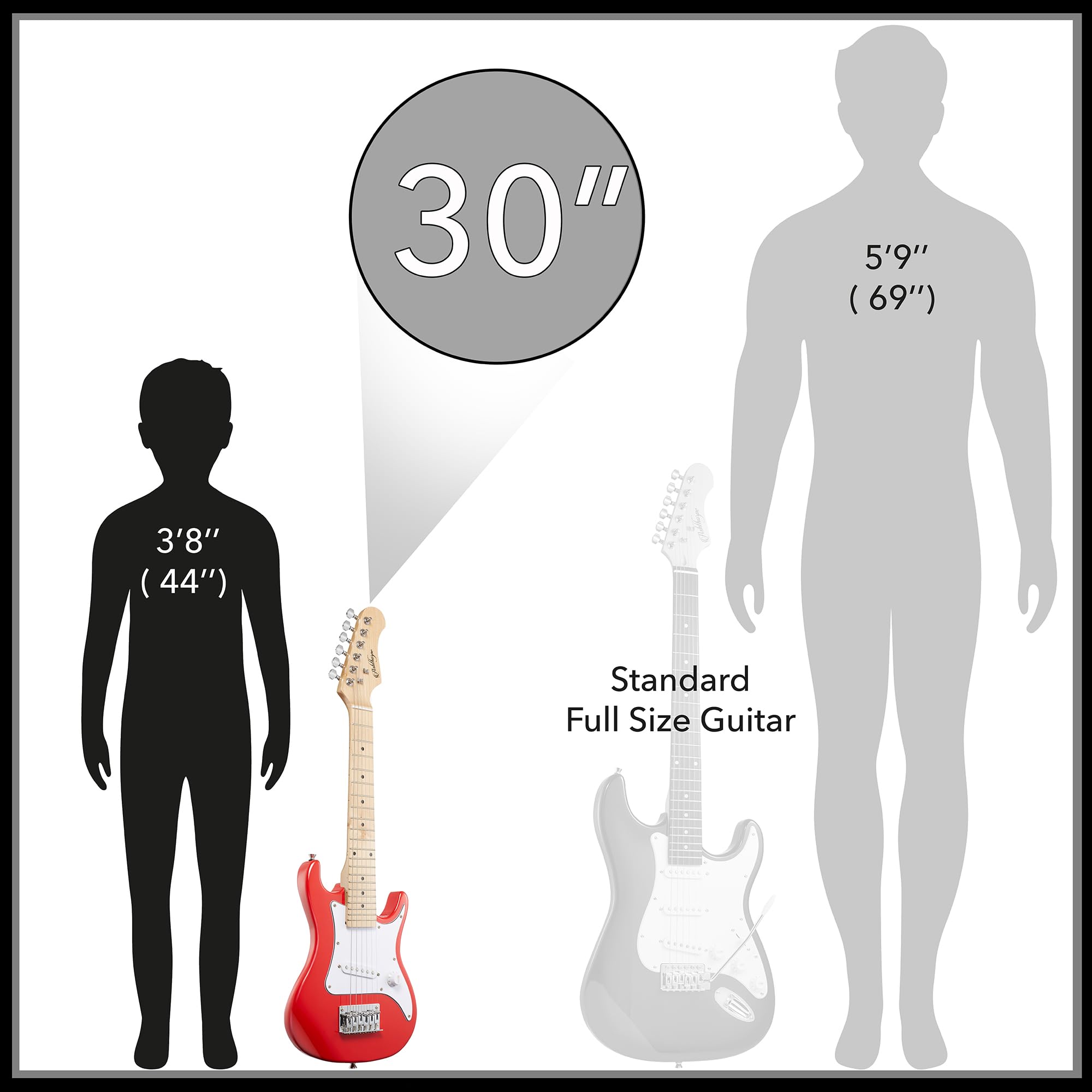 Ashthorpe 30-inch Beginner Electric Guitar Kit with 10W Amplifier, Gig Bag, Strings, Strap & Picks - Complete Starter Package for Kids & Adults (Red) | Perfect for Home Practice, Music Lessons & Rock Band Performances