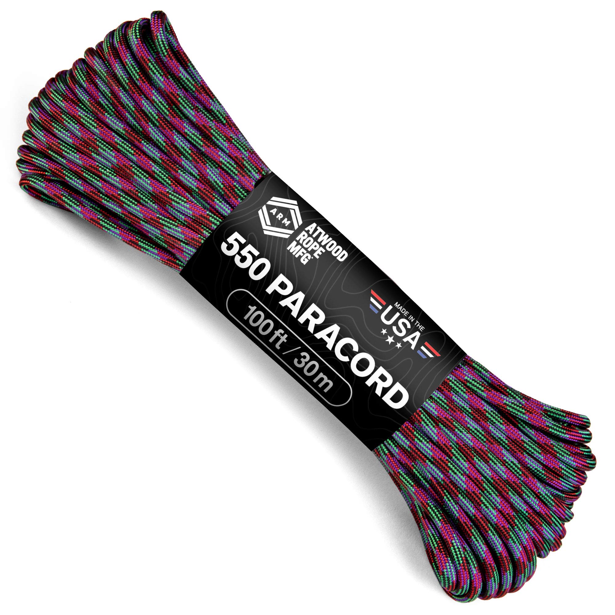 Atwood 550 Paracord 100ft - 7-Strand Nylon Survival Rope for Camping & DIY Crafts