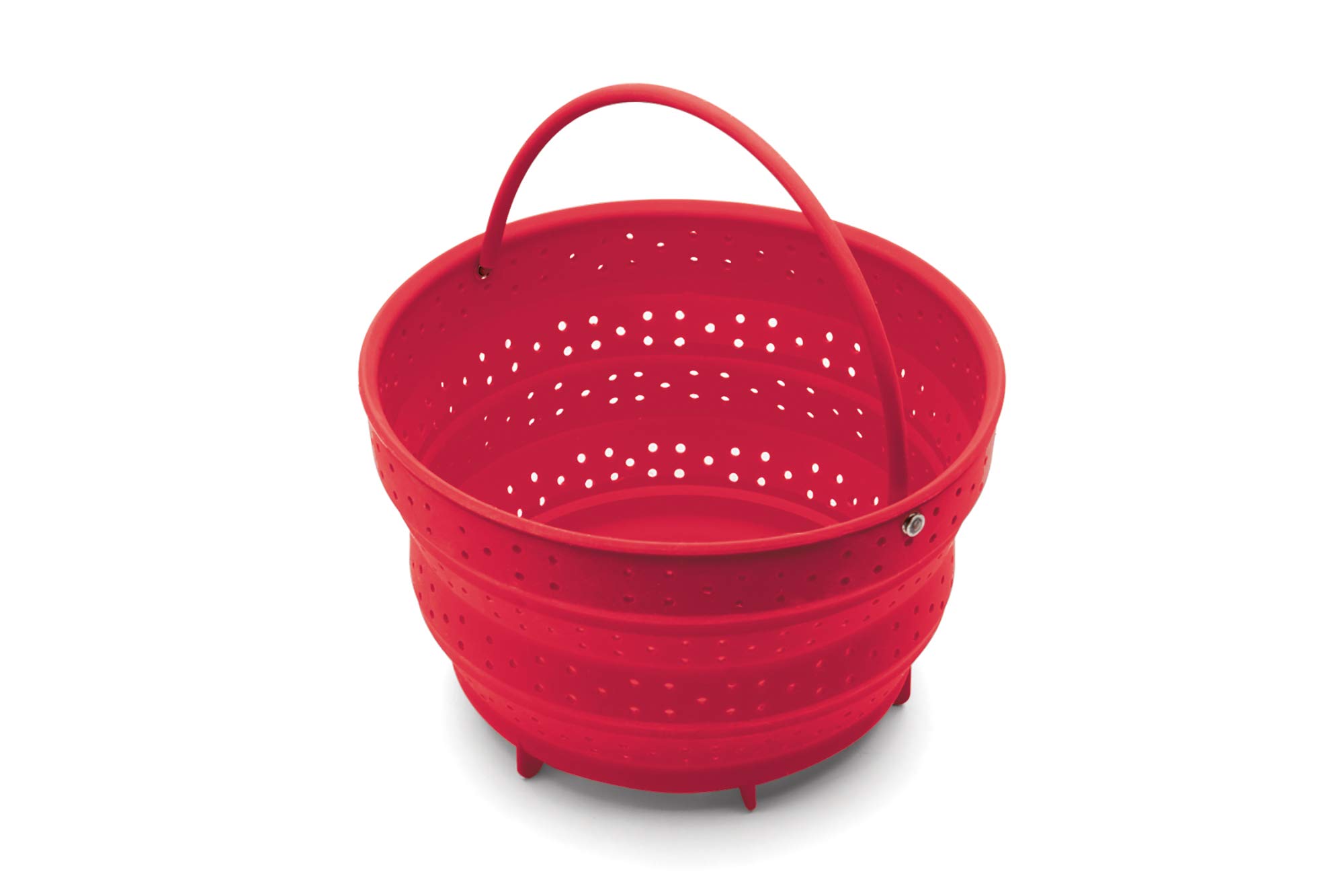 Fox Run Collapsible Silicone Steamer Basket for Instant Pot - 6 Quart, Red - Perfect for Vegetables, Dumplings & Seafood - Fits 6 Qt Pressure Cookers & Multi-Cookers