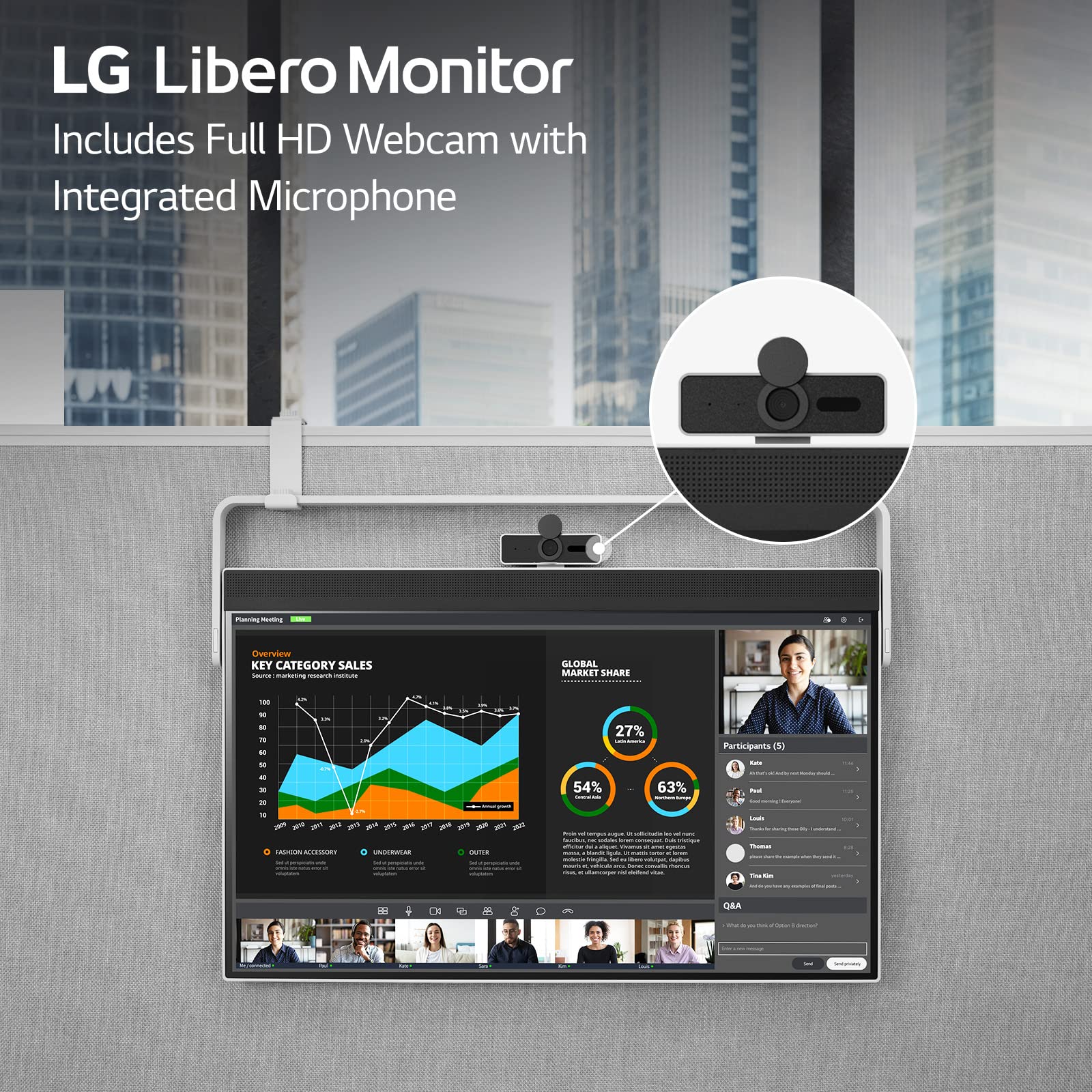 LG 27MQ70QC-S.AUS 27-inch QHD IPS HDR10 Monitor with Detachable Full HD Webcam - Perfect for Home Office, Gaming & Video Conferencing