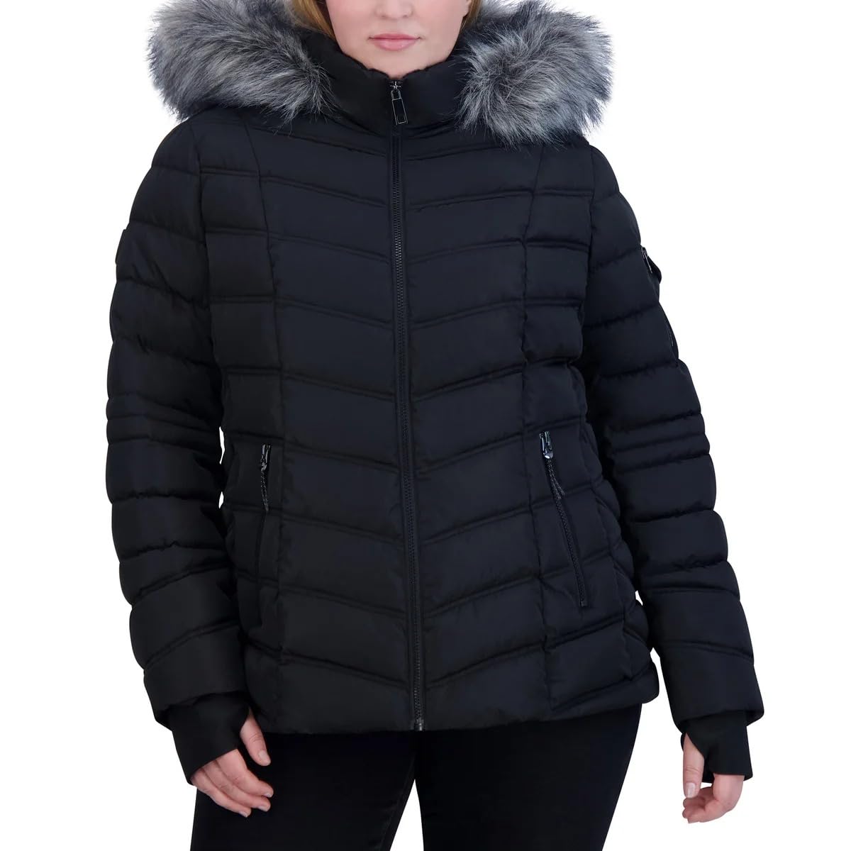 Nautica Women's Waterproof Puffer Jacket with Faux Fur Hood - Warm Winter Coat for Outdoor Activities & Casual Wear