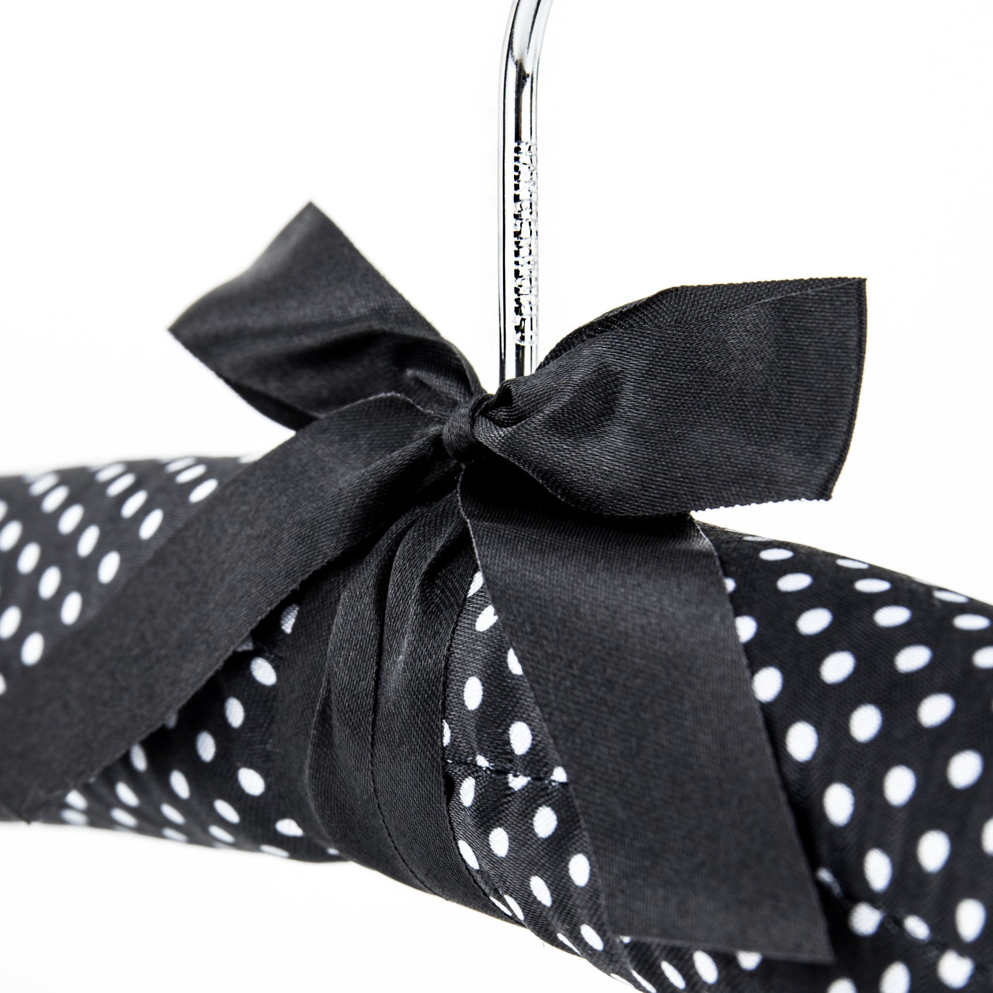 Hangerworld 5-Pack Black & White Polka Dot 17-Inch Satin Padded Coat Hangers for Closet Organization & Delicate Garments - Perfect for Dresses, Suits & Coats