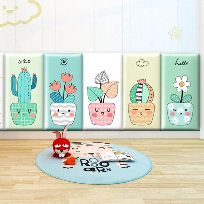 Tropical Rainforest Themed Kids Wall Cushion Decals - Soft Playroom Decor for Nursery, Bedroom & Classroom