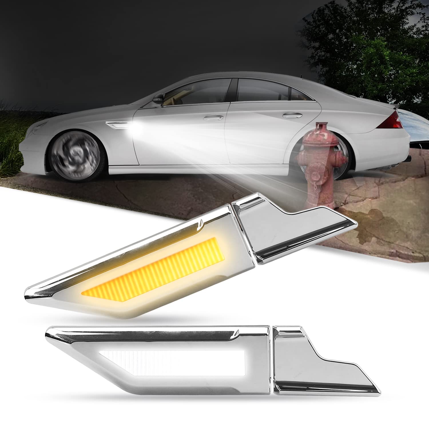 LEADTOPS LED Reverse Lights - White & Amber Yellow Switchback DRL, Turn Signal Bulb for Cars | 3-in-1 Function | Anti-Collision Daytime Running Lights | Perfect for Night Driving, Parking & Safety Enhancement