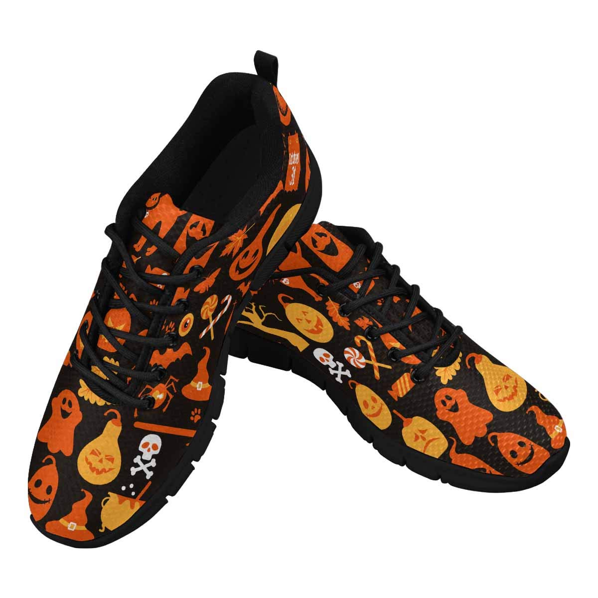 **InterestPrint Halloween Pumpkin & Icon Women's Athletic Running Shoes – Lightweight Comfortable Sneakers for Walking, Jogging & Workout**    *(Perfect for Halloween Costumes, Gym Workouts, Casual Walking & Outdoor Activities)*