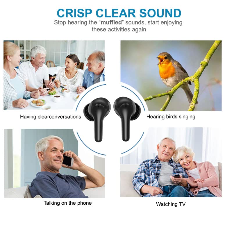 Neosonic BT-Pods Bluetooth Hearing Aids for Seniors & Adults - Rechargeable Hearing Amplifier with Noise Reduction, Wireless Music Streaming & Hands-Free Phone Calls - Perfect for TV Watching, Outdoor Activities & Daily Communication