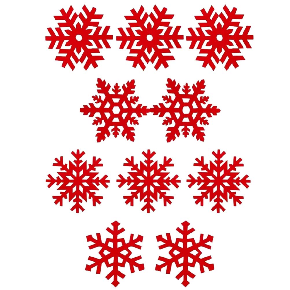 BESPORTBLE 10Pcs Red Felt Snowflake Coasters - Christmas Winter Table Mats for Coffee Cups, Hot Drinks & Home Decor - Holiday Party & Dinner Table Protection (Random Style)