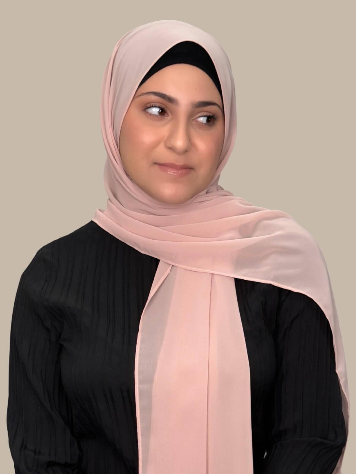 Luxury Chiffon Hijab with Pearl Embellishments for Women - Elegant Muslim Headscarf for Daily Wear & Special Occasions