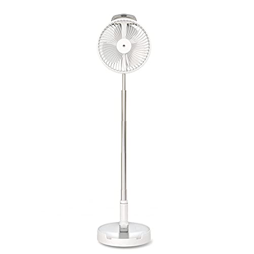 FlyKan Portable Folding USB Desk Fan with Humidifier - 4 Speed Adjustable Quiet Fan, Telescopic Height for Home, Office & Travel - Perfect for Work Desks, Bedside Tables & Outdoor Adventures (White)