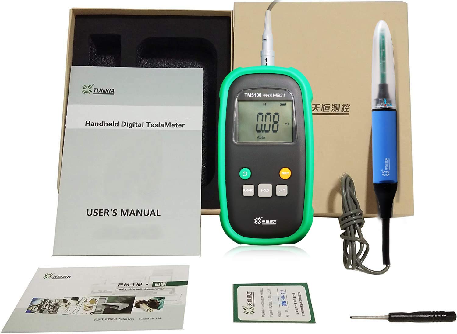 Tesla Tester Digital Gauss Meter - High Accuracy 200mT/2000mT Magnetic Field Tester with Radial Hall Probe (mT/G Range) - Perfect for Electronics Repair, Industrial Testing & Scientific Research