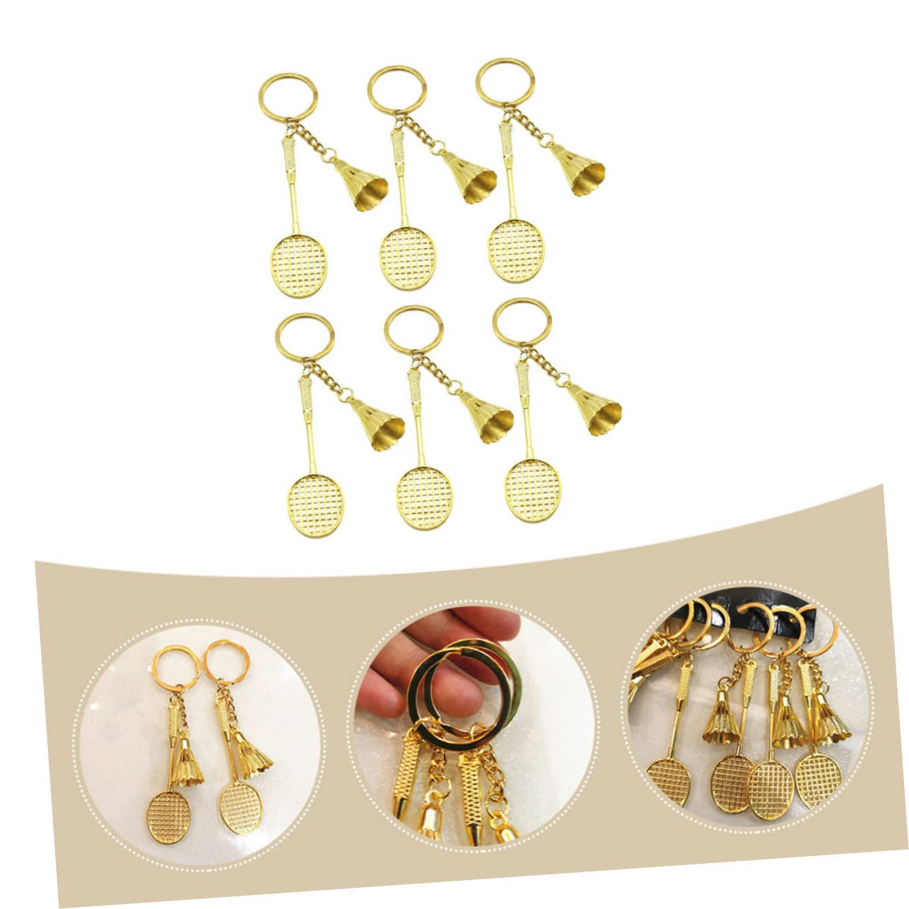 LIFKOME 30 Pcs Badminton Keychain - Metallic Wallet Jewelry Holder Keyring, Tennis Keychain in Golden Zinc Alloy - Perfect for Sports Enthusiasts, Gift Giving & Key Organization