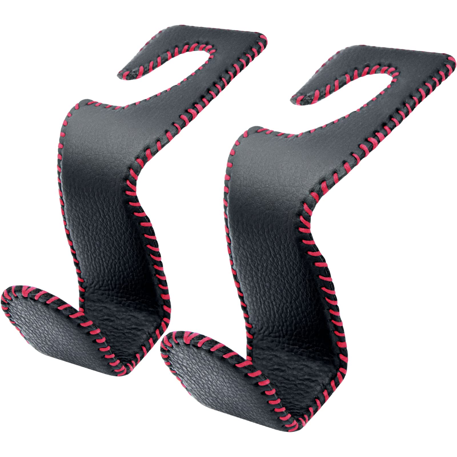 Car Headrest Purse Hook - 2Pack Black & Red for Purses, Bags & Coats - Travel & Shopping