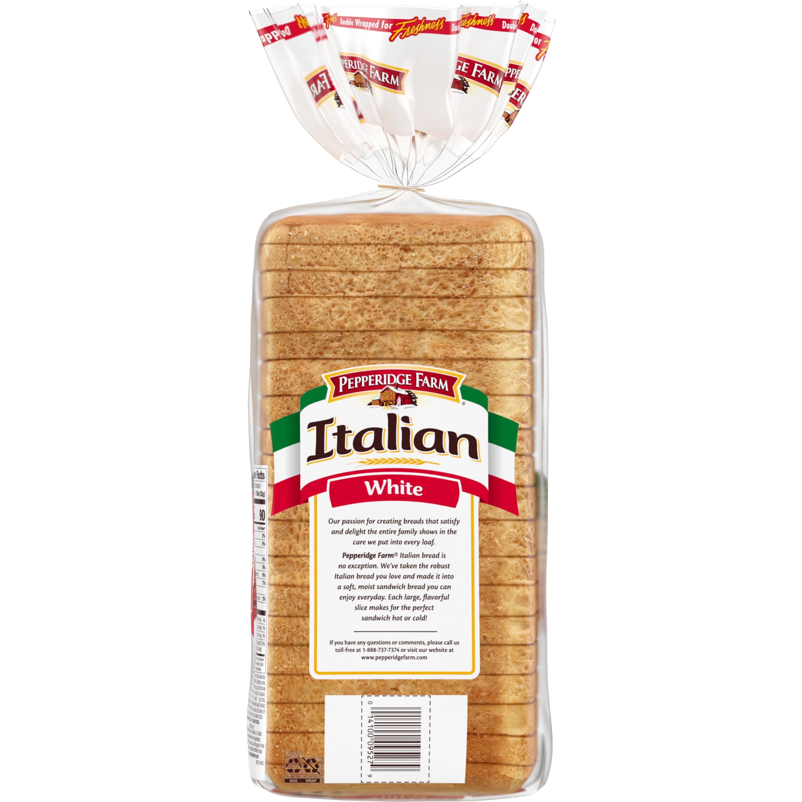 Pepperidge Farm Italian White Seedless Bread - 20 Ounce Bag - Soft, Fresh & Delicious for Sandwiches, Toast & Snacking
