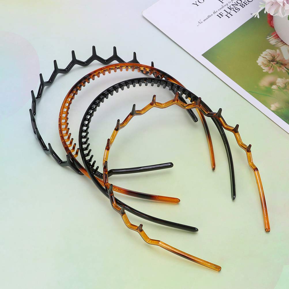 FOMIYES 12-Pack Claw Headbands for Women - Plastic Teeth Comb Hair Hoop, Non-Slip Hair Bands for Yoga, Workout & Daily Styling - Wavy Design Hair Accessories