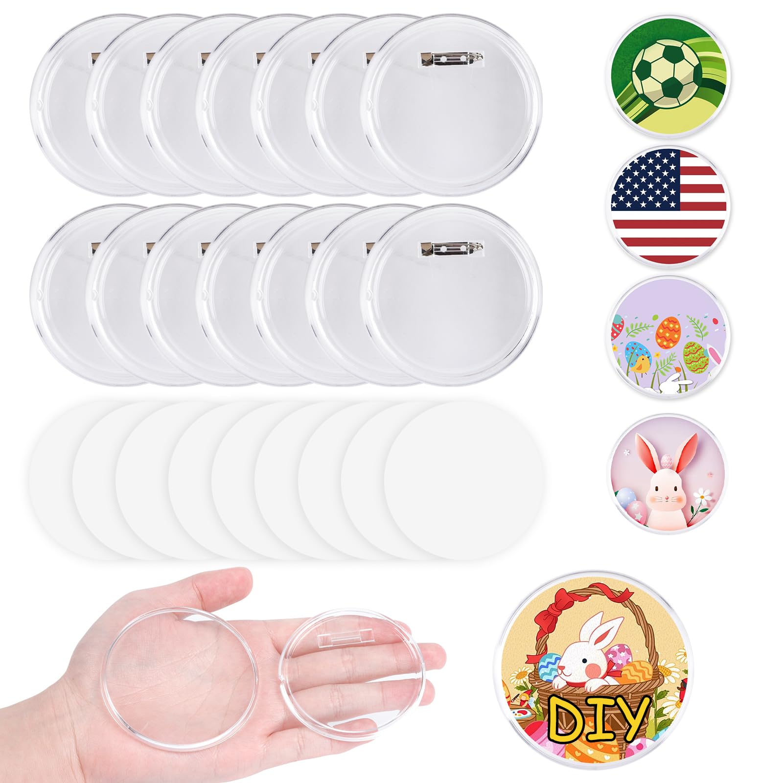 Custom DIY Acrylic Button Pins Badge Kit - Clear Pin Buttons & Badge Maker Blanks for Christmas Crafts, Party Favors, Gifts & School Projects