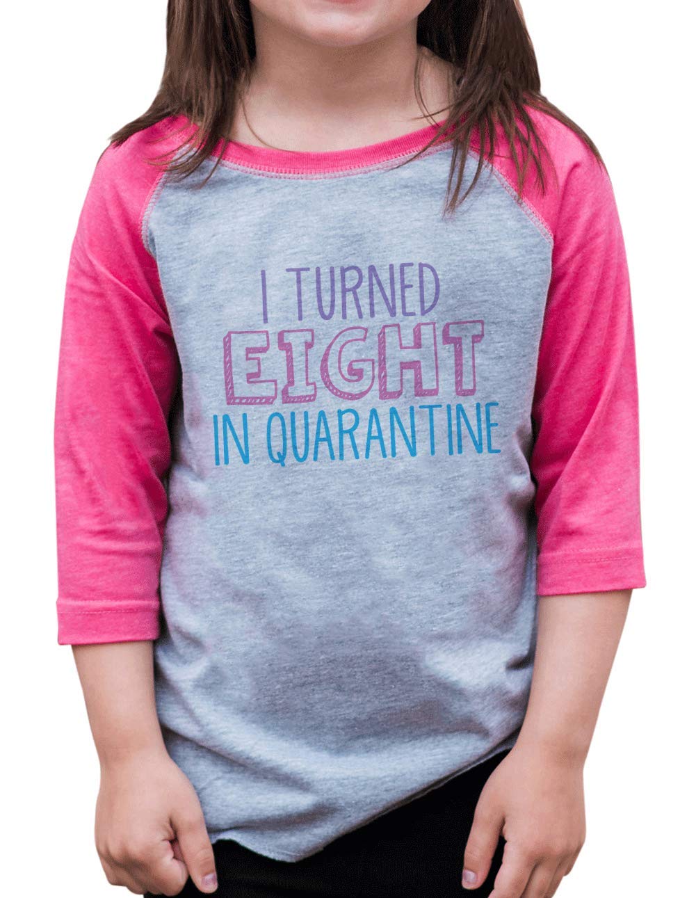 7 Ate 9 Apparel Girls' 8th Birthday T-Shirt - Cute Quarantine Outfit for Birthday Celebrations at Home