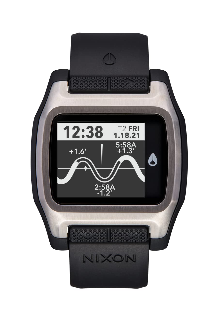 NIXON High Tide A1308 Digital Watch for Men & Women - 44mm Customizable Face, 23mm PU Band - Waterproof Surfing, Diving & Fishing Watch - Perfect for Outdoor Sports, Beach Activities & Water Adventures
