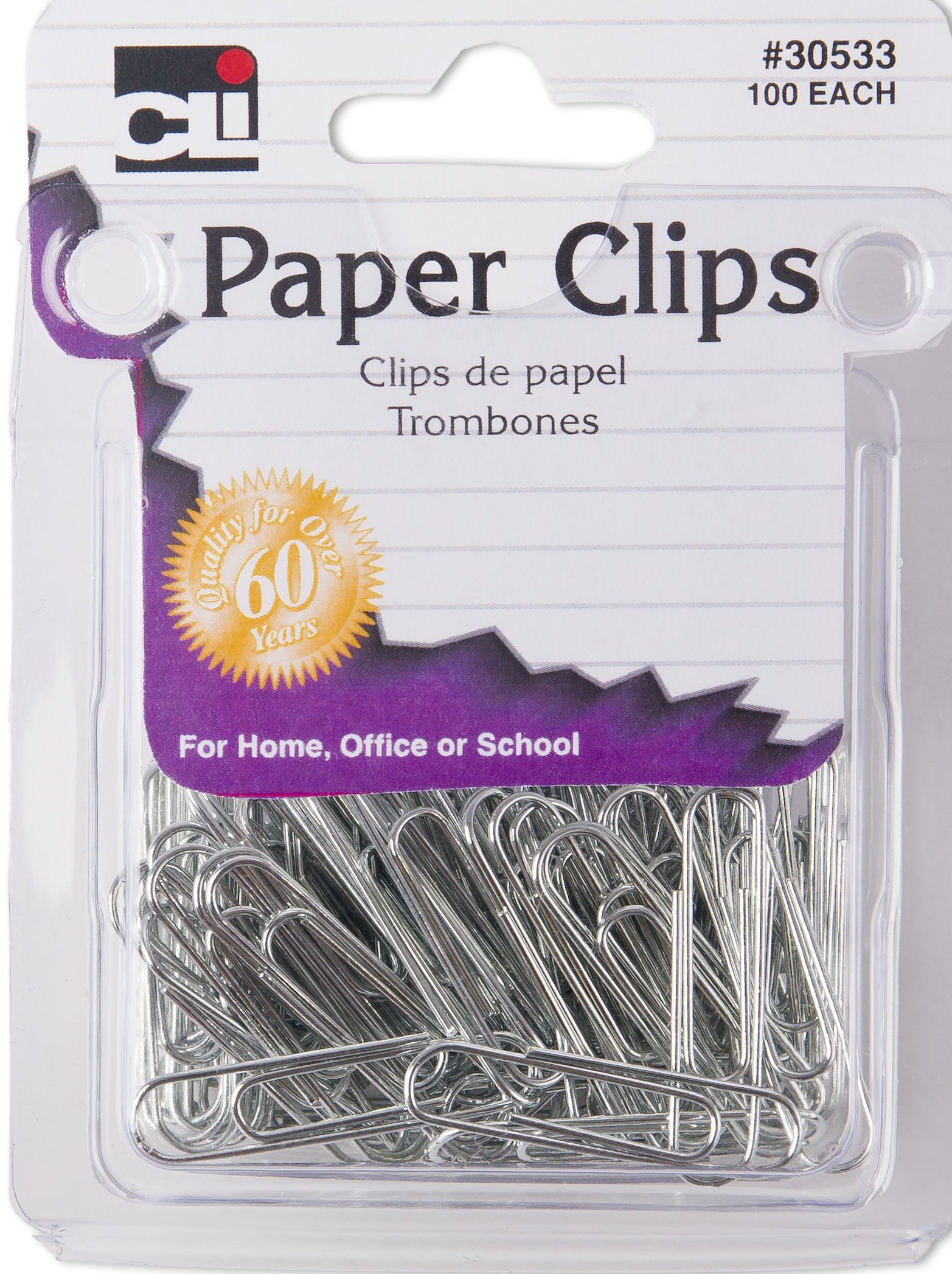Charles Leonard #1 Silver Paper Clips - 100/Pack (12 Packs) for Office & School