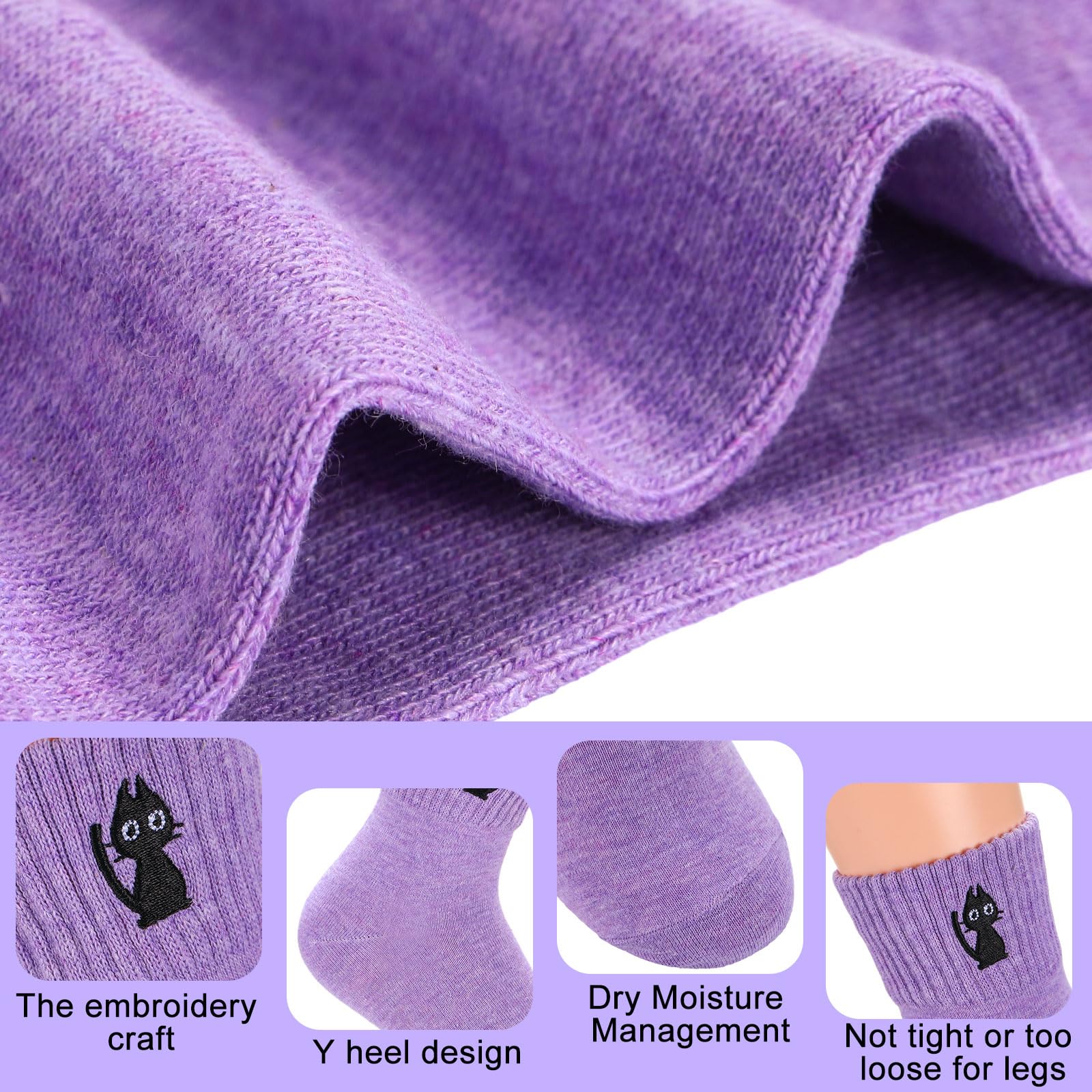 Eurzom 10 Pairs Women's Cotton Crew Socks - Cute & Lightweight for Daily Wear